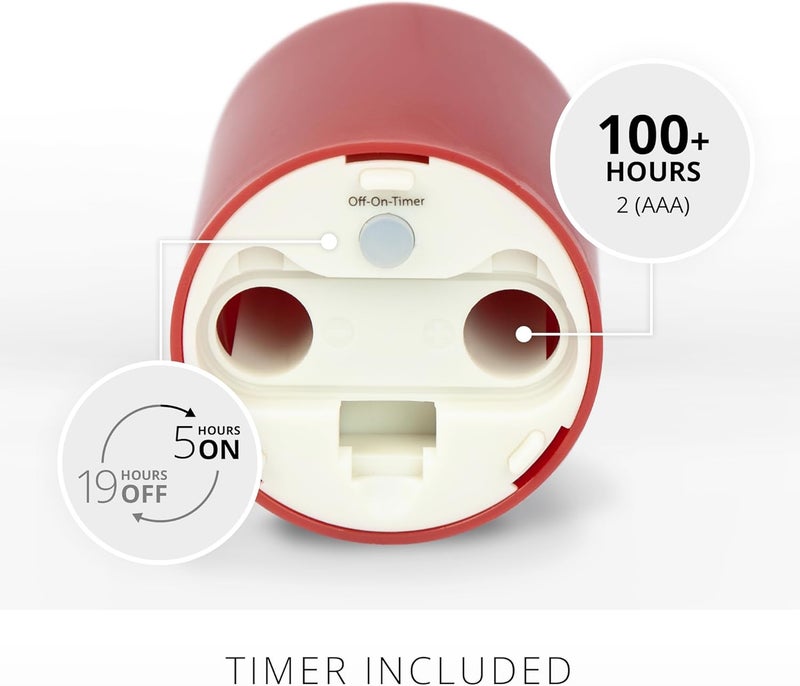LUMINARA Outdoor Votive Flameless LED Candle, Cherry Red 2" x 3.2", Moving Flame Battery Operated Timer Remote Ready IPX4 Matte Plastic Finish - Image 4